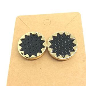 House of Harlow Earrings Starburst Black Enamel Gold Tone Nicole Richie Stud